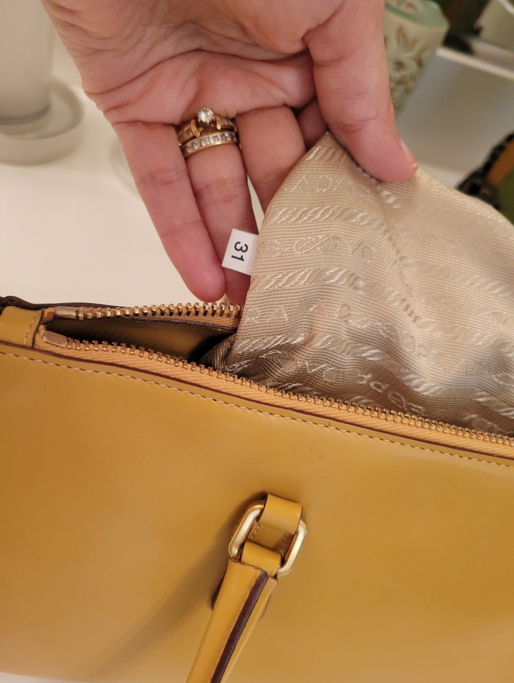 Prada Mustard Yellow Leather Handbag - Picture 12 of 16